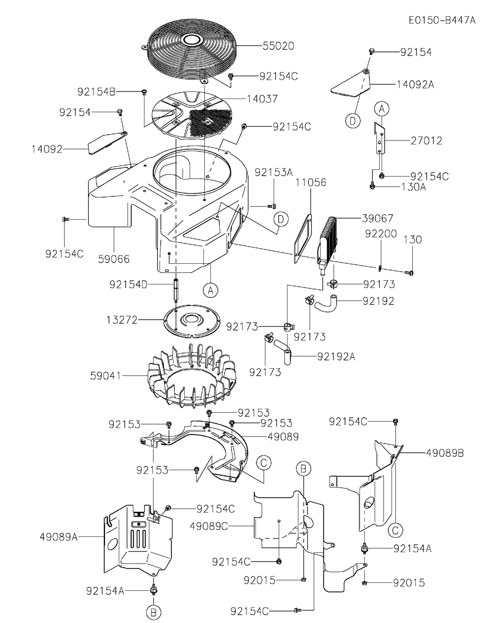 Cooling Equipment Diagram and Parts List for FX801V-DS25  Cub Cadet Lawn Tractor